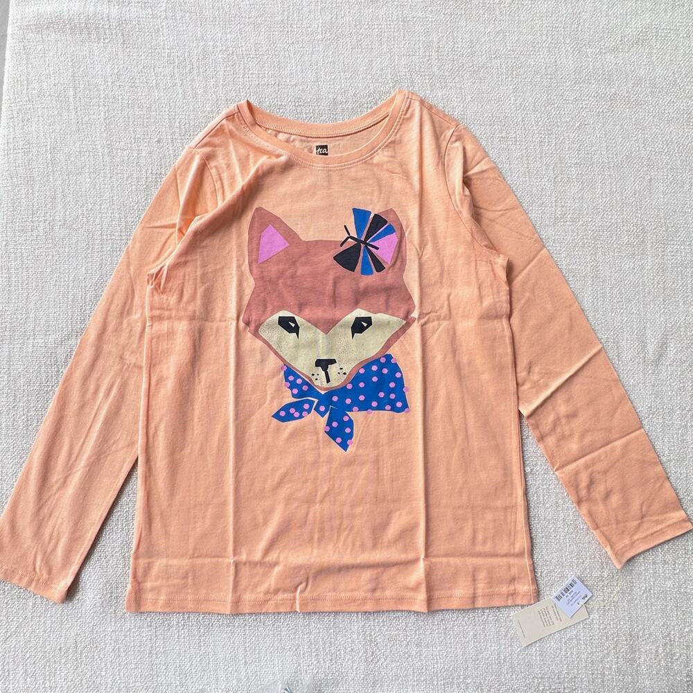 NWT Tee Collection Girl's Salmon Fox Graphic Long Sleeve Tee 12